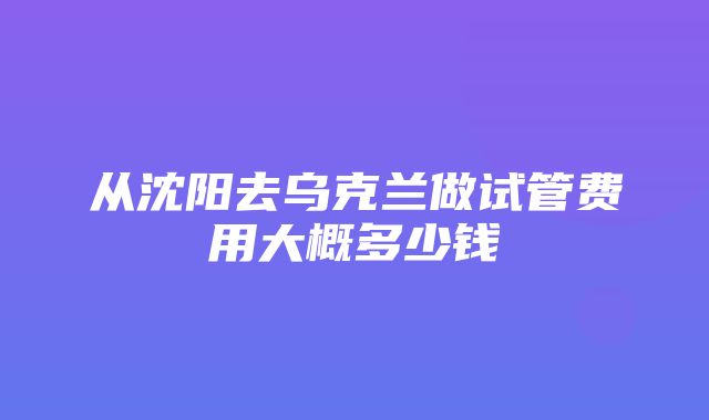 从沈阳去乌克兰做试管费用大概多少钱