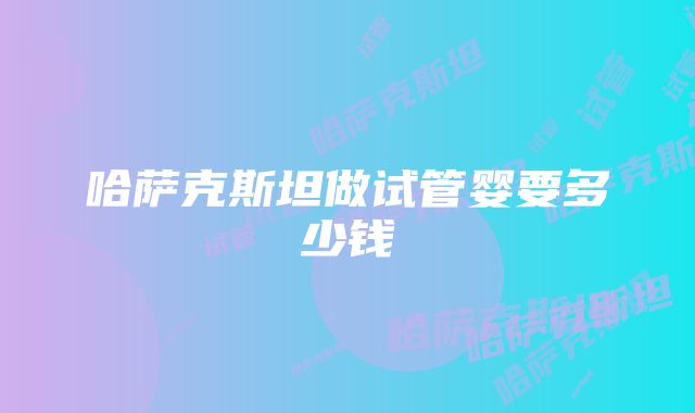 哈萨克斯坦做试管婴要多少钱