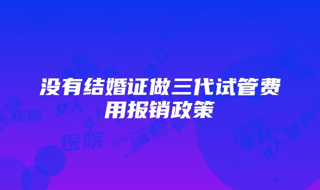 没有结婚证做三代试管费用报销政策