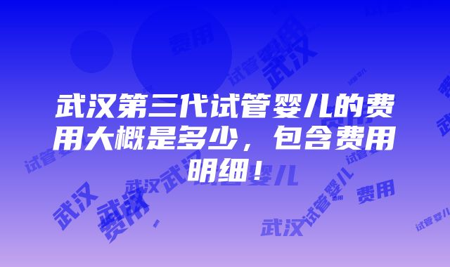 武汉第三代试管婴儿的费用大概是多少，包含费用明细！