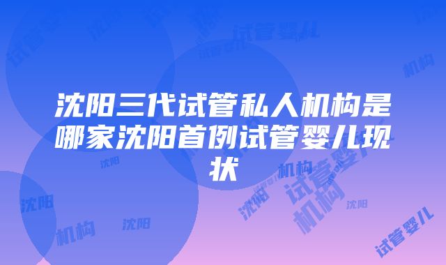 沈阳三代试管私人机构是哪家沈阳首例试管婴儿现状