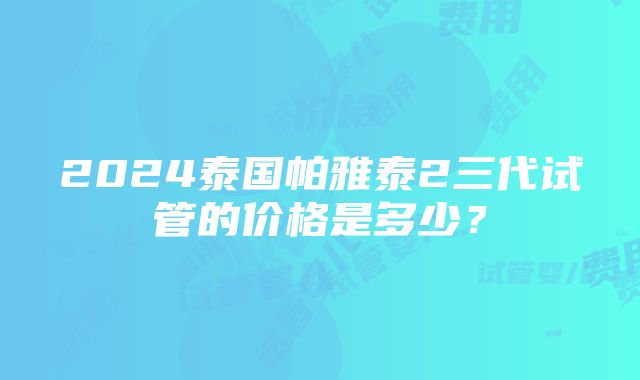 2024泰国帕雅泰2三代试管的价格是多少？