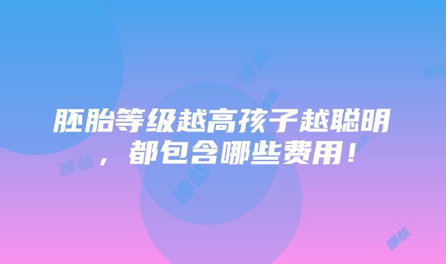 胚胎等级越高孩子越聪明，都包含哪些费用！