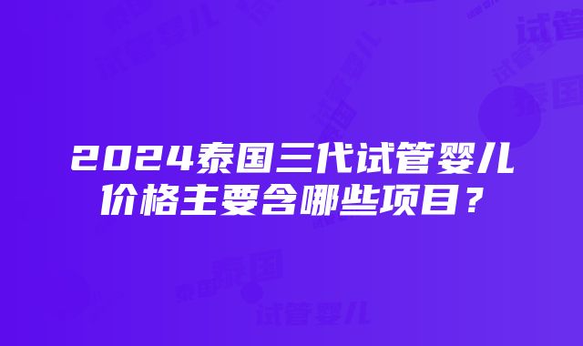 2024泰国三代试管婴儿价格主要含哪些项目？