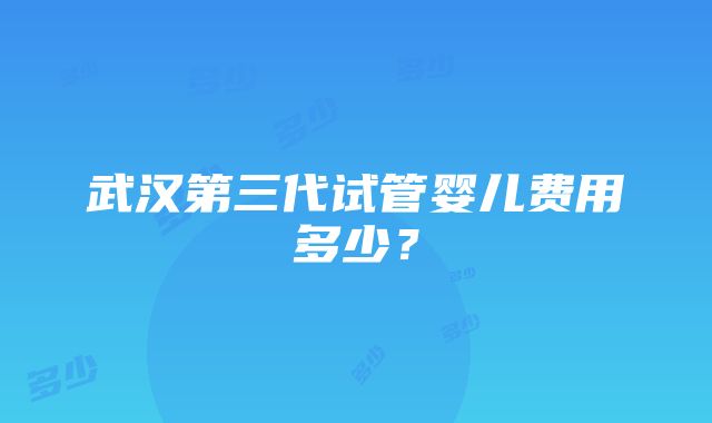 武汉第三代试管婴儿费用多少？