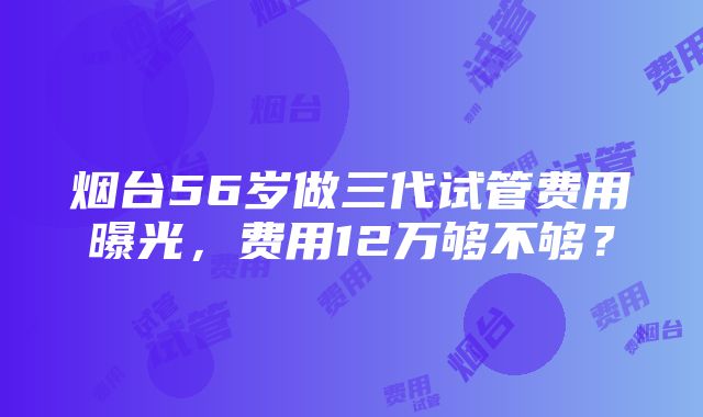 烟台56岁做三代试管费用曝光，费用12万够不够？