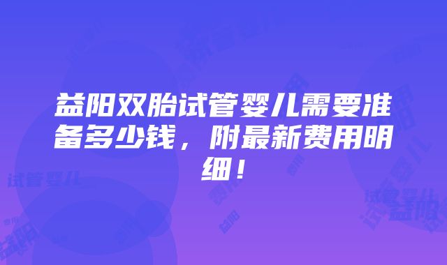 益阳双胎试管婴儿需要准备多少钱，附最新费用明细！