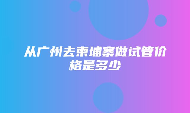 从广州去柬埔寨做试管价格是多少