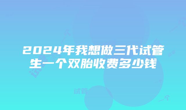 2024年我想做三代试管生一个双胎收费多少钱