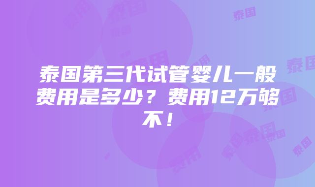 泰国第三代试管婴儿一般费用是多少？费用12万够不！