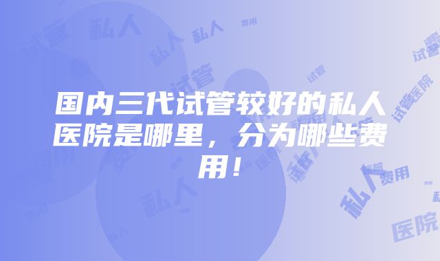 国内三代试管较好的私人医院是哪里，分为哪些费用！