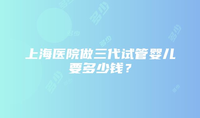 上海医院做三代试管婴儿要多少钱？