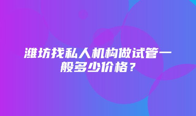 潍坊找私人机构做试管一般多少价格？