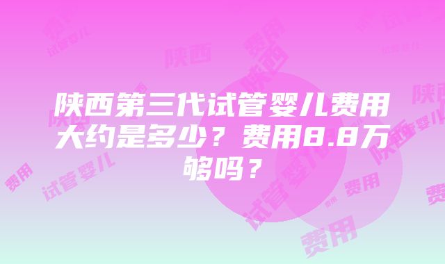 陕西第三代试管婴儿费用大约是多少？费用8.8万够吗？