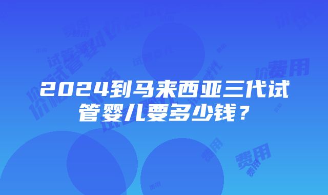 2024到马来西亚三代试管婴儿要多少钱？