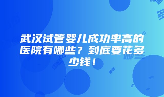 武汉试管婴儿成功率高的医院有哪些？到底要花多少钱！