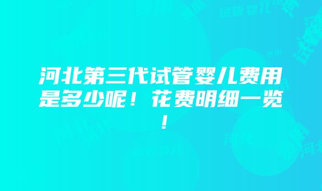 河北第三代试管婴儿费用是多少呢！花费明细一览！