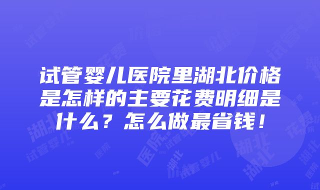 试管婴儿医院里湖北价格是怎样的主要花费明细是什么？怎么做最省钱！