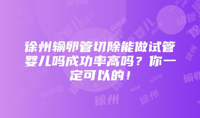 徐州输卵管切除能做试管婴儿吗成功率高吗？你一定可以的！