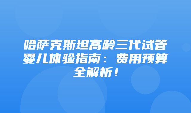 哈萨克斯坦高龄三代试管婴儿体验指南：费用预算全解析！