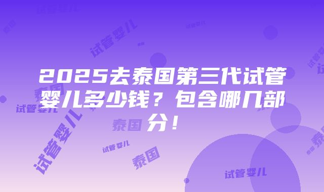 2025去泰国第三代试管婴儿多少钱？包含哪几部分！