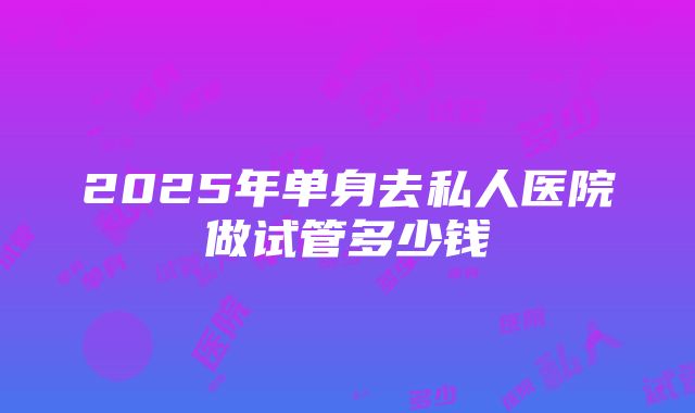 2025年单身去私人医院做试管多少钱