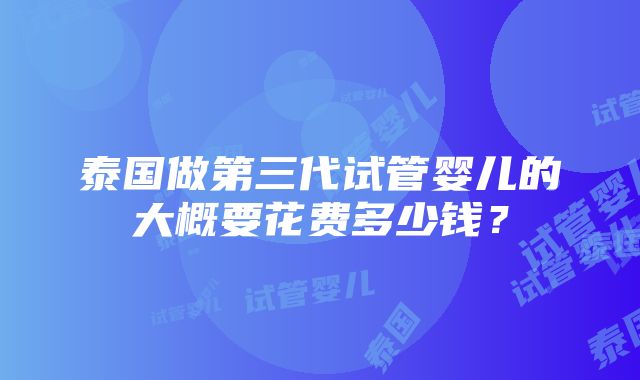 泰国做第三代试管婴儿的大概要花费多少钱？