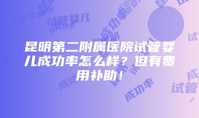 昆明第二附属医院试管婴儿成功率怎么样？但有费用补助！