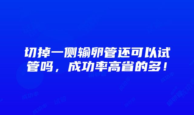 切掉一侧输卵管还可以试管吗，成功率高省的多！