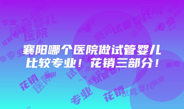 襄阳哪个医院做试管婴儿比较专业！花销三部分！