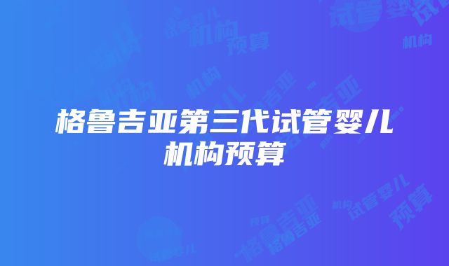 格鲁吉亚第三代试管婴儿机构预算