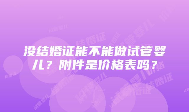 没结婚证能不能做试管婴儿？附件是价格表吗？