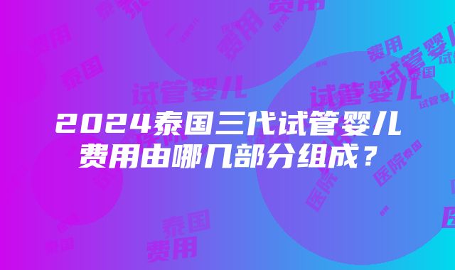 2024泰国三代试管婴儿费用由哪几部分组成？