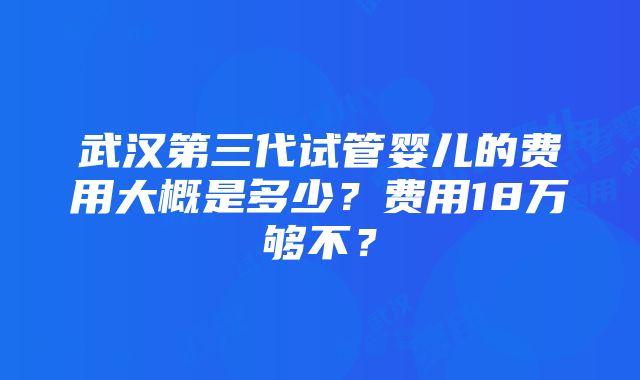 武汉第三代试管婴儿的费用大概是多少？费用18万够不？