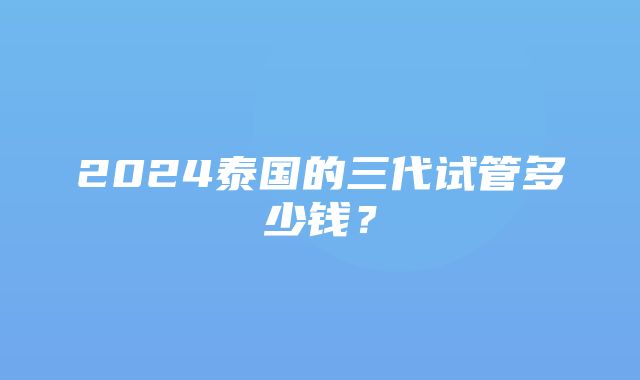 2024泰国的三代试管多少钱？