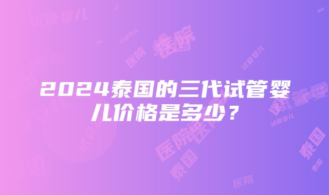 2024泰国的三代试管婴儿价格是多少？