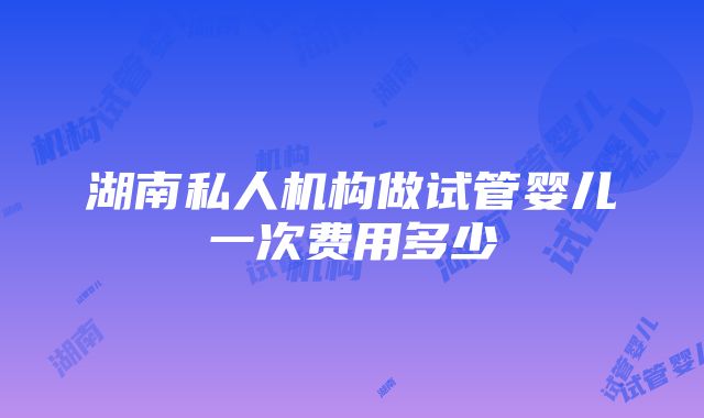 湖南私人机构做试管婴儿一次费用多少