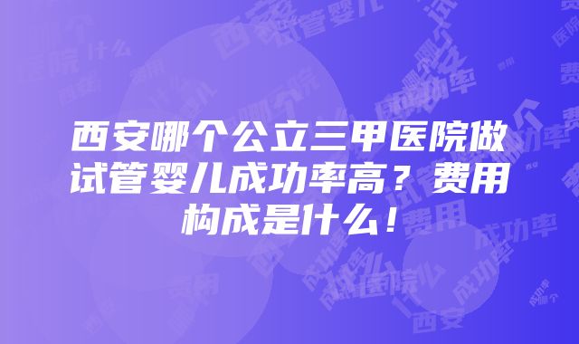 西安哪个公立三甲医院做试管婴儿成功率高？费用构成是什么！