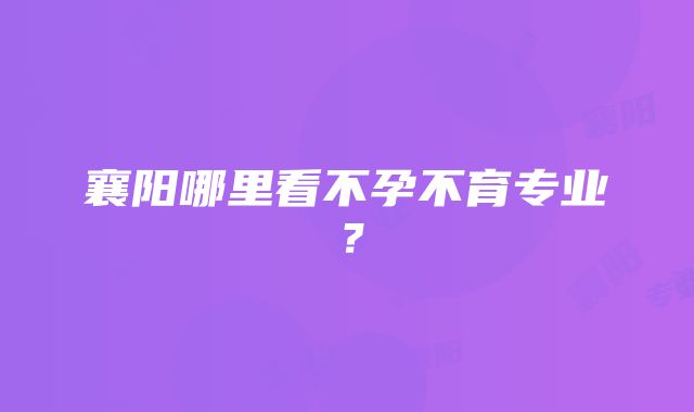 襄阳哪里看不孕不育专业？