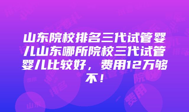 山东院校排名三代试管婴儿山东哪所院校三代试管婴儿比较好，费用12万够不！