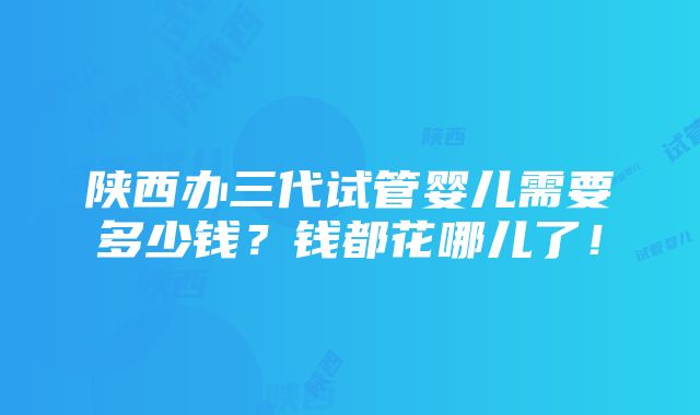 陕西办三代试管婴儿需要多少钱？钱都花哪儿了！