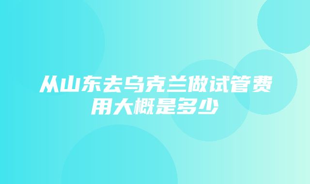 从山东去乌克兰做试管费用大概是多少