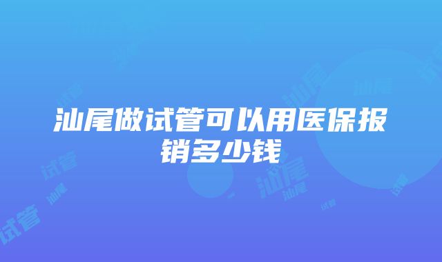 汕尾做试管可以用医保报销多少钱