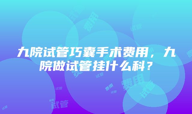 九院试管巧囊手术费用，九院做试管挂什么科？