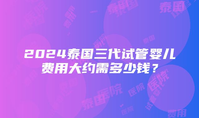 2024泰国三代试管婴儿费用大约需多少钱？