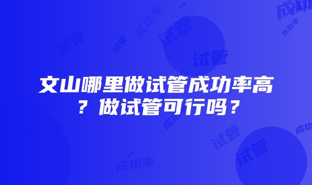 文山哪里做试管成功率高？做试管可行吗？