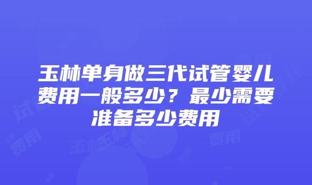 玉林单身做三代试管婴儿费用一般多少？最少需要准备多少费用