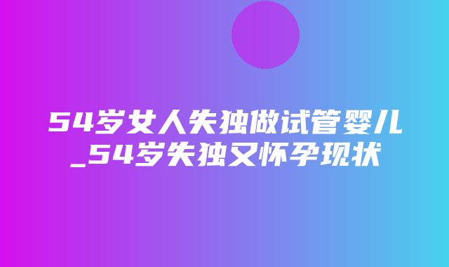 54岁女人失独做试管婴儿_54岁失独又怀孕现状