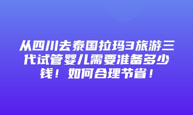 从四川去泰国拉玛3旅游三代试管婴儿需要准备多少钱！如何合理节省！