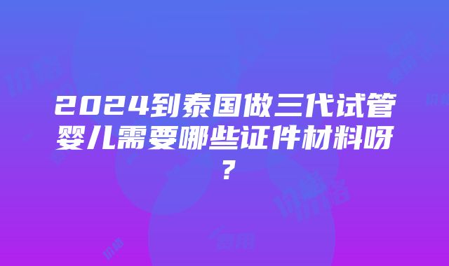 2024到泰国做三代试管婴儿需要哪些证件材料呀？